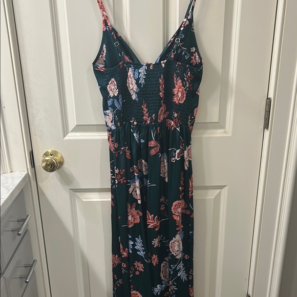 Floral Spaghetti Strap Dress - Green and Pink - Picture 2 of 2